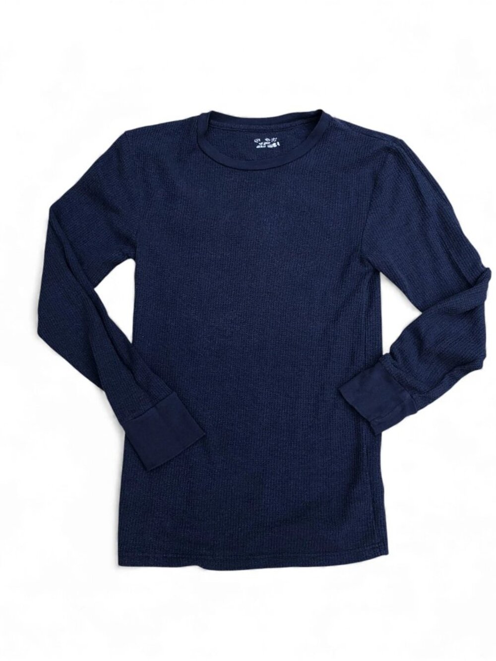 JOE BOXER Fitted Thermal Shirt Men's MEDIUM Waffle Long Sleeve Blue Crew